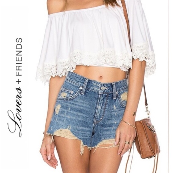 Lovers & Friends Dylan Boyfriend jeans shorts, distressed, color Harper, sz 24 - Picture 1 of 15